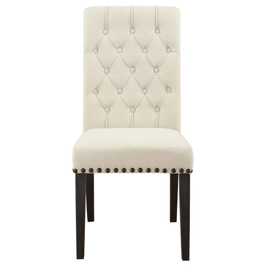 Alana Upholstered Dining Side Chair Beige Smokey Black (Set of 2)