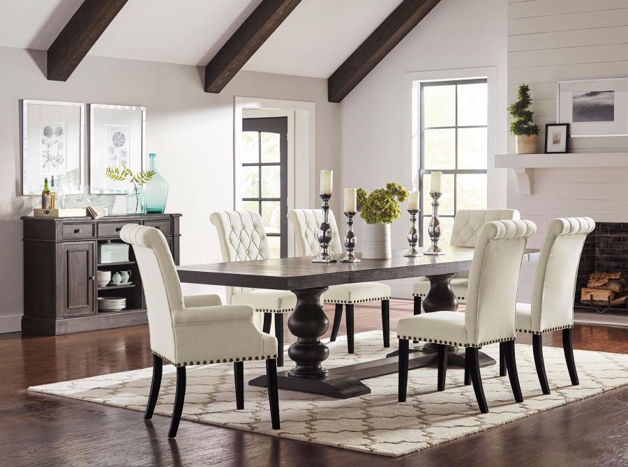 Alana Upholstered Dining Side Chair Beige Smokey Black (Set of 2)
