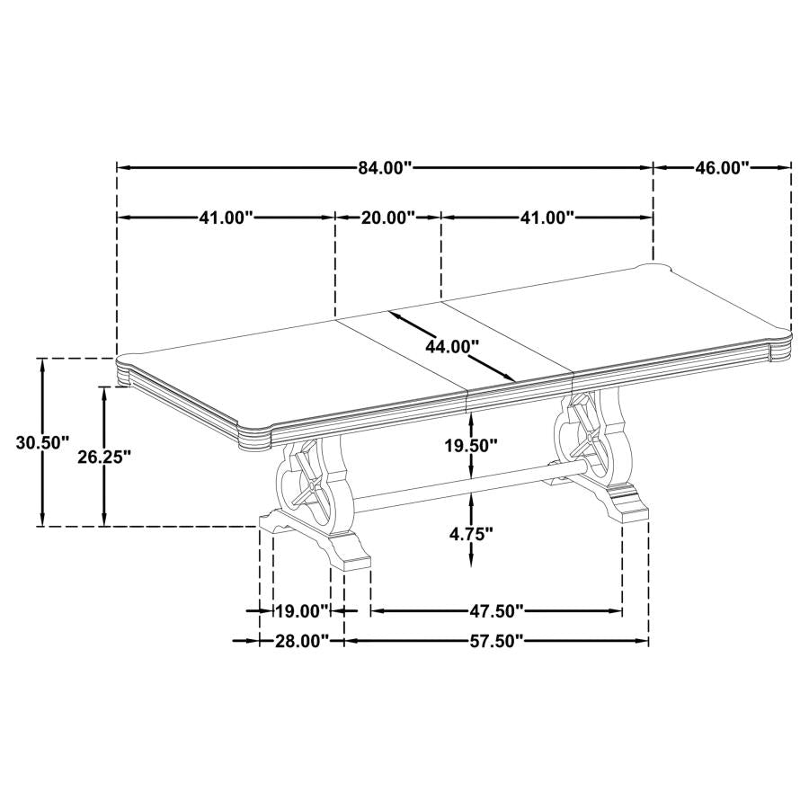 Cresswell 104-inch Double Pedestal Extension Dining Table Weathered Taupe