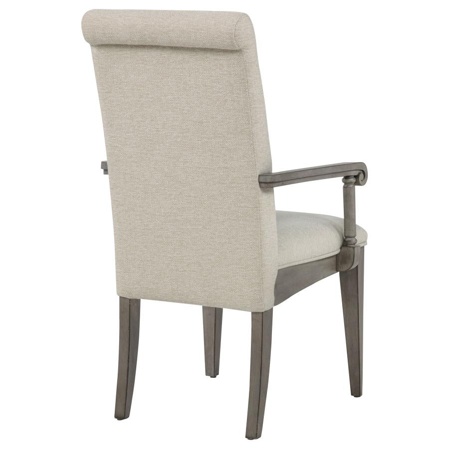 Cresswell Upholstered Dining Arm Chair Tan (Set of 2)