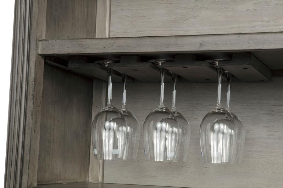 Cresswell 2-tier Touch Light Hutch Display Cabinet Weathered Taupe