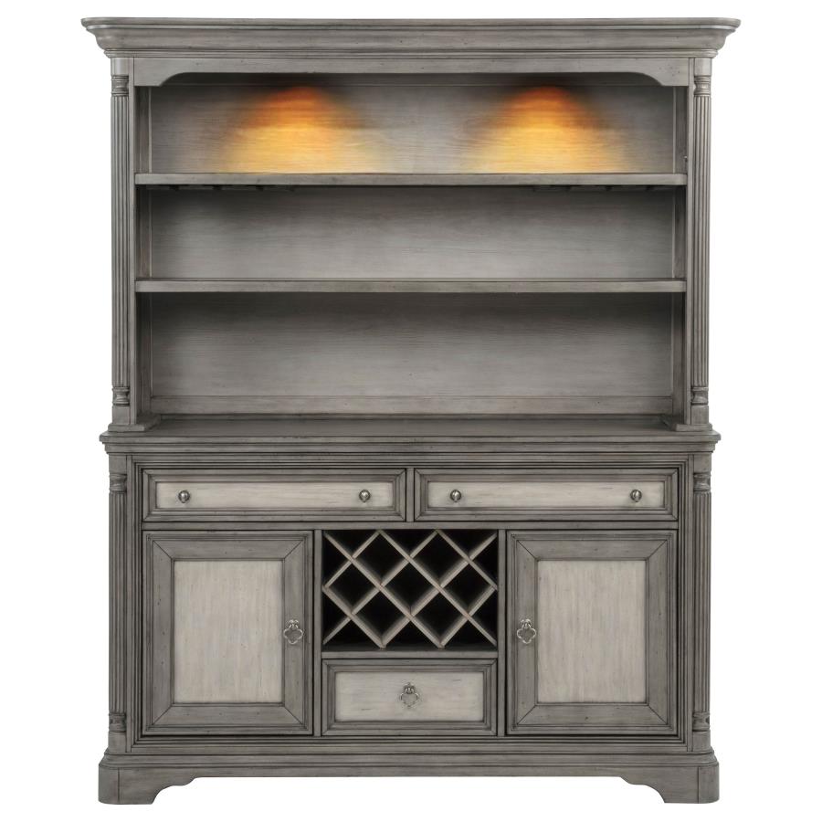 Cresswell 2-door 3-drawer Buffet and Hutch Weathered Taupe