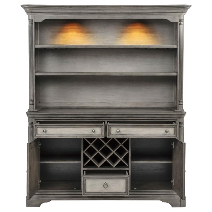 Cresswell 2-door 3-drawer Buffet and Hutch Weathered Taupe