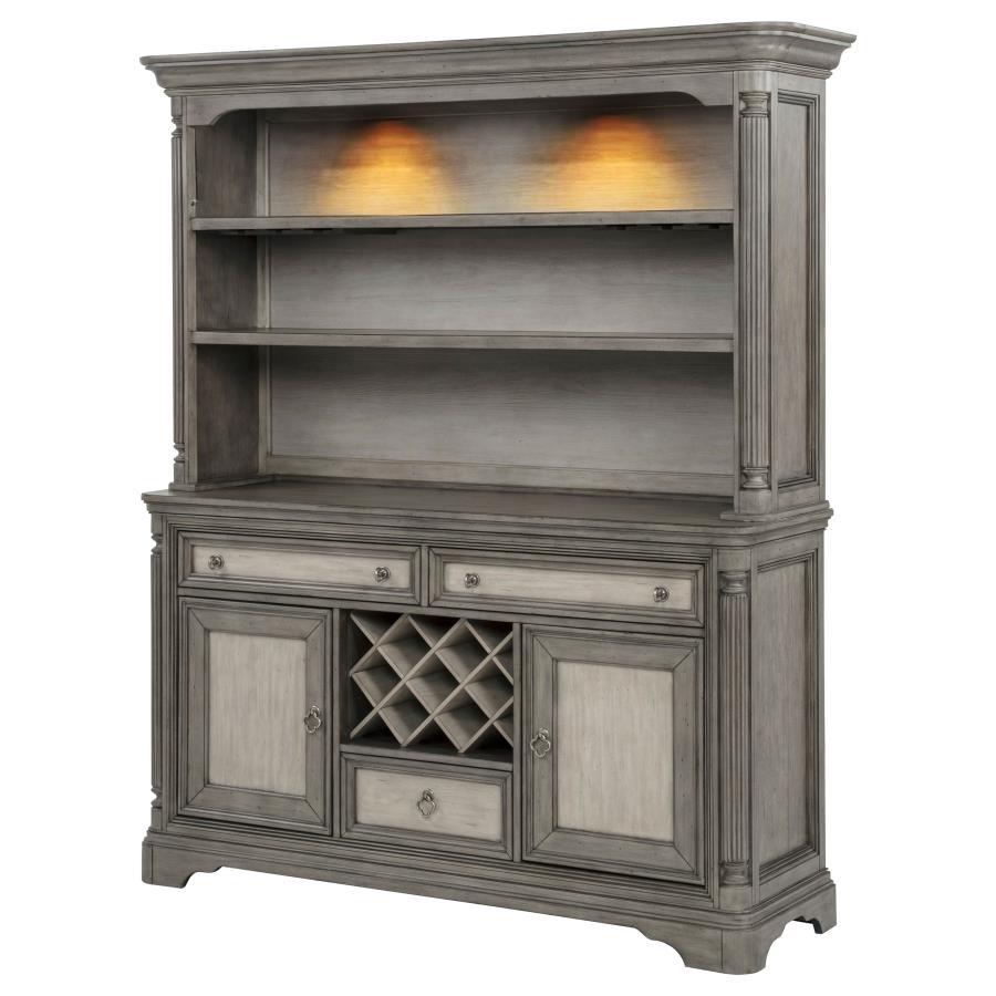 Cresswell 2-door 3-drawer Buffet and Hutch Weathered Taupe