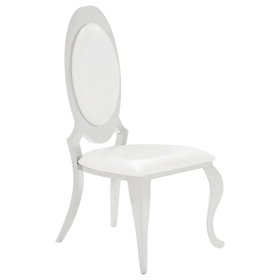 Antoine Oval-Back Faux Leather Dining Side Chair Cream White Set of 2