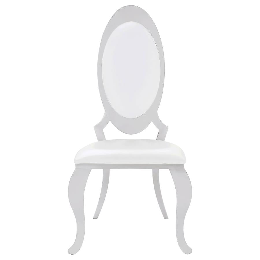 Antoine Oval-Back Faux Leather Dining Side Chair Cream White Set of 2