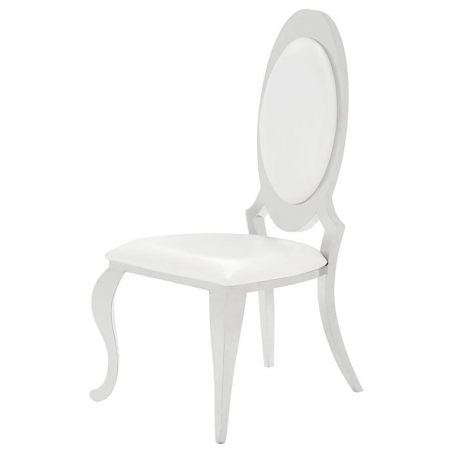 Antoine Oval-Back Faux Leather Dining Side Chair Cream White Set of 2
