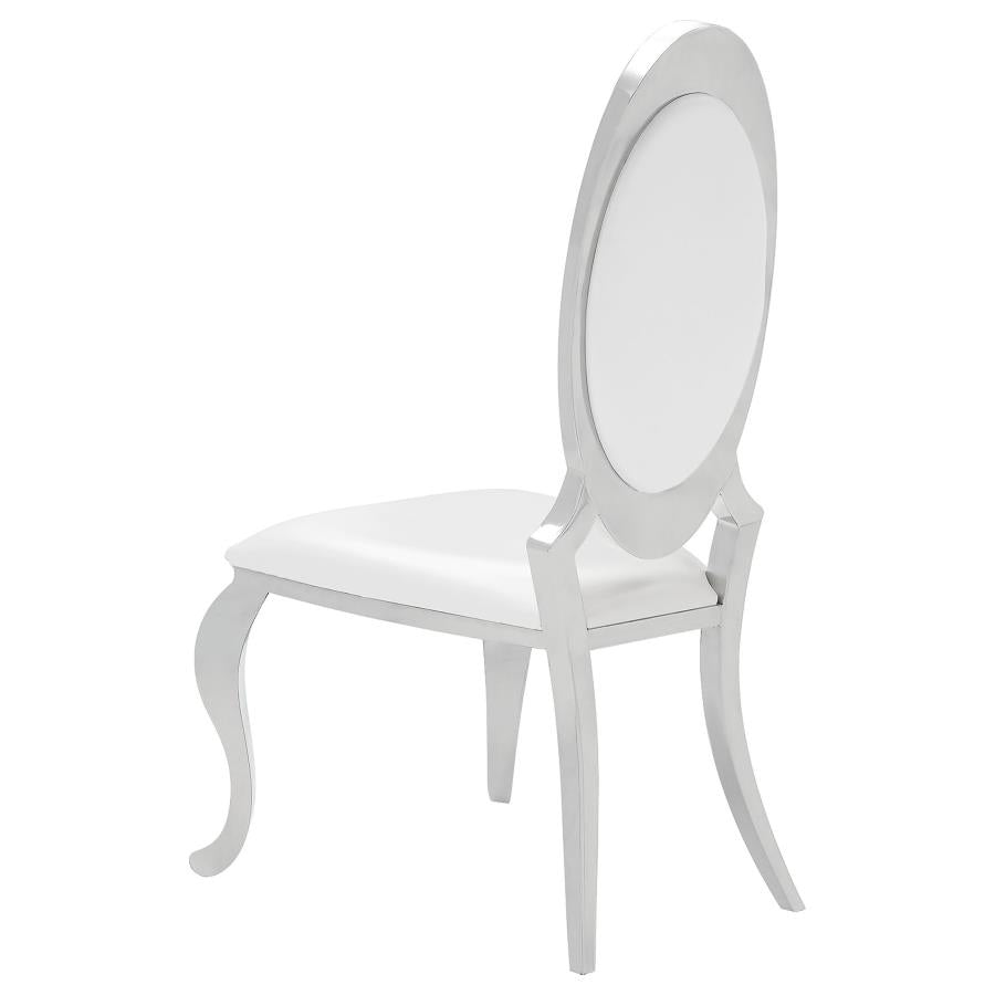 Antoine Oval-Back Faux Leather Dining Side Chair Cream White Set of 2