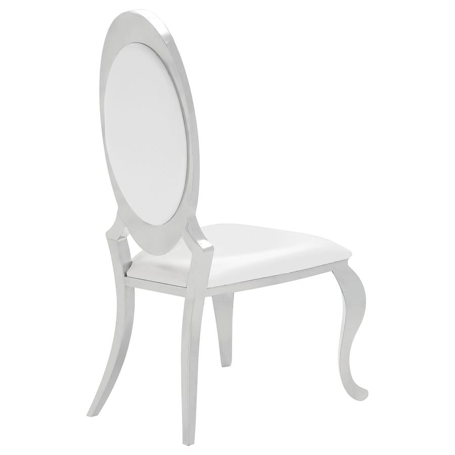 Antoine Oval-Back Faux Leather Dining Side Chair Cream White Set of 2