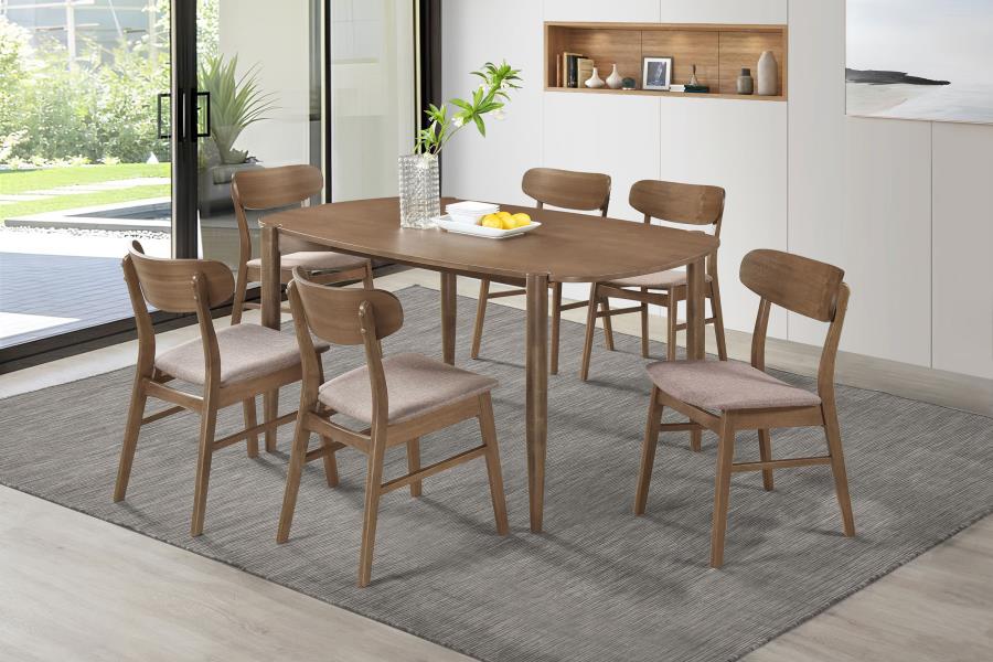 Dortch 7-piece Oval Dining Set with Upholstered Chairs Walnut