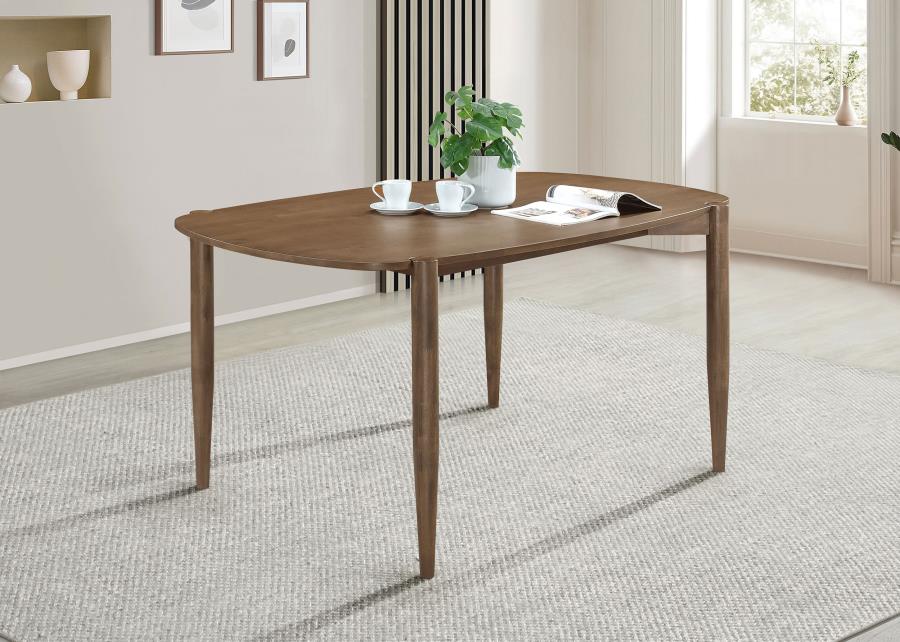 Dortch 63-inch Oval Rubberwood Dining Table with Tapered Legs Walnut