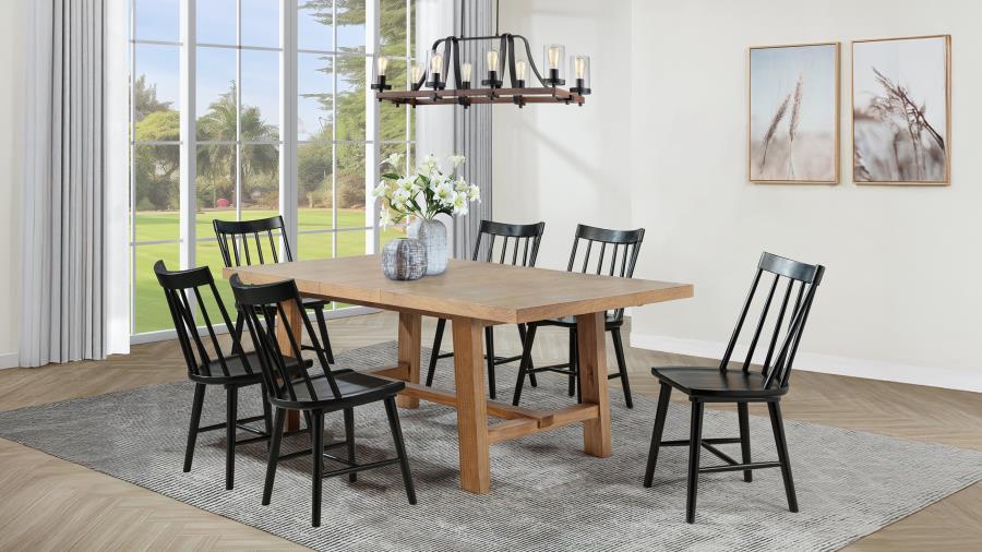 Middleton 7-piece 76-inch Extension Leaf Dining Set Brown and Black