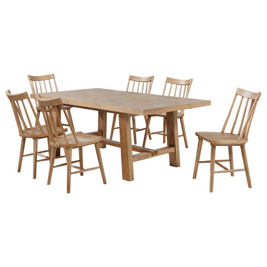 Middleton 7-piece 76-inch Extension Leaf Dining Set Natural Brown