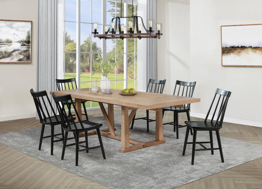 Middleton 7-piece 106-inch Extension Leaf Dining Set Brown and Black