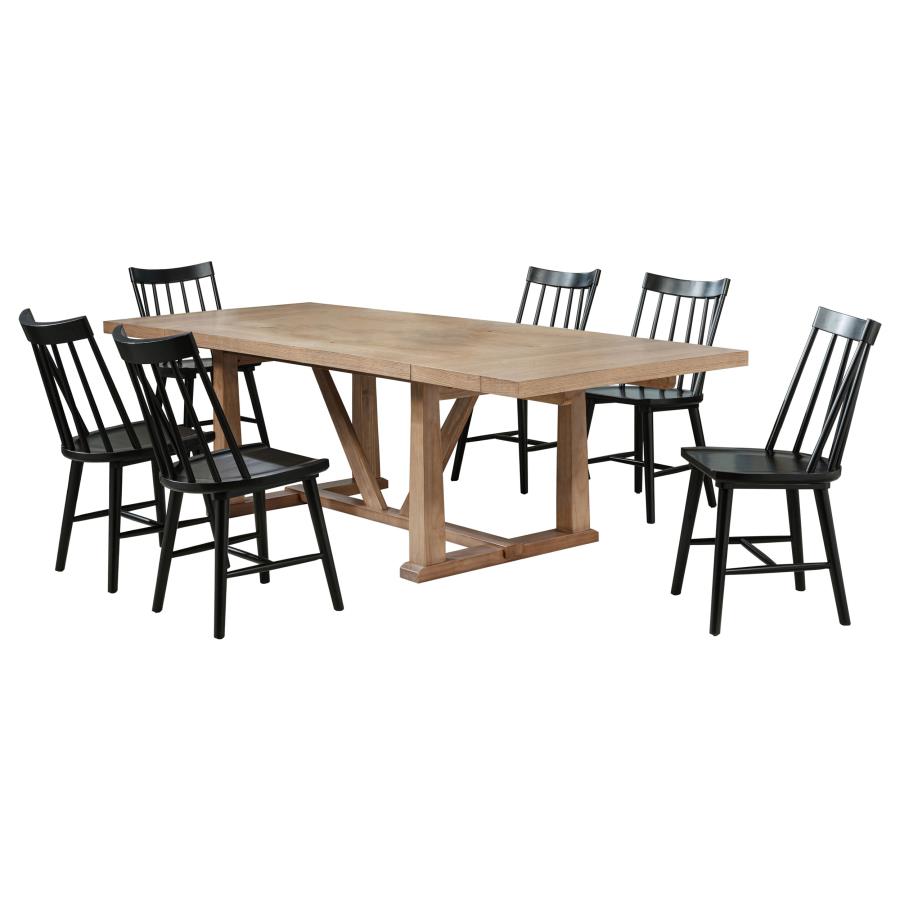 Middleton 7-piece 106-inch Extension Leaf Dining Set Brown and Black