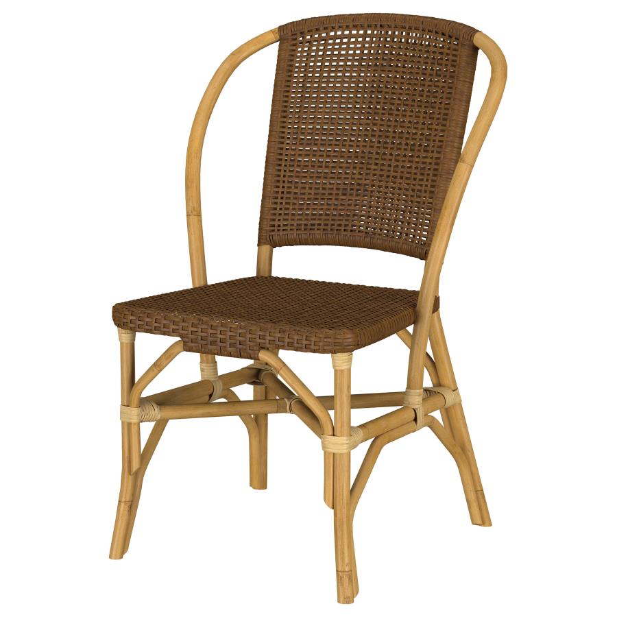 Lexley Woven Rattan Dining Side Chair Brown (Set of 2)