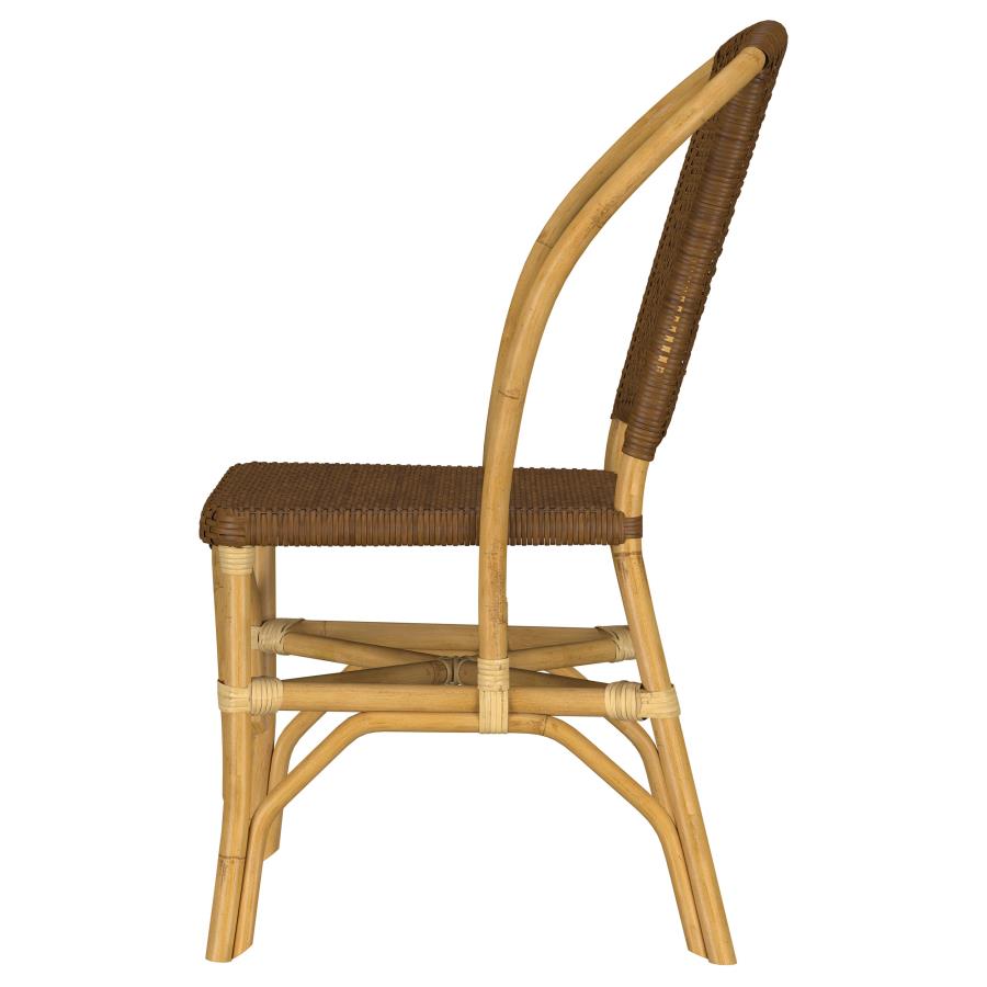 Lexley Woven Rattan Dining Side Chair Brown (Set of 2)