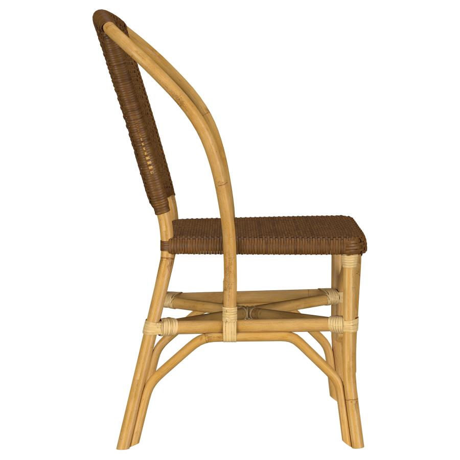 Lexley Woven Rattan Dining Side Chair Brown (Set of 2)