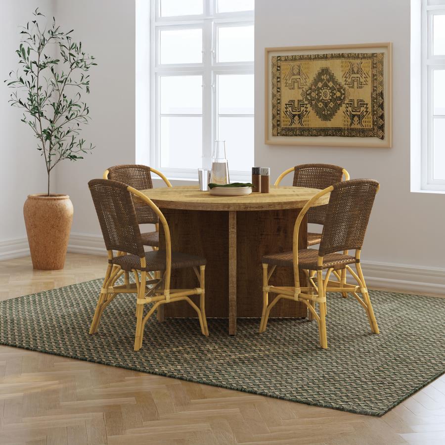 Lexley Woven Rattan Dining Side Chair Brown (Set of 2)
