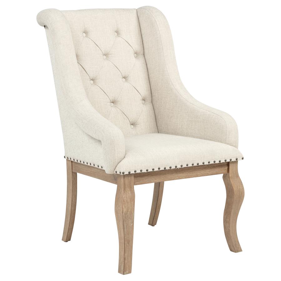 Brockway Upholstered Arm Chair Barley Brown (Set of 2)