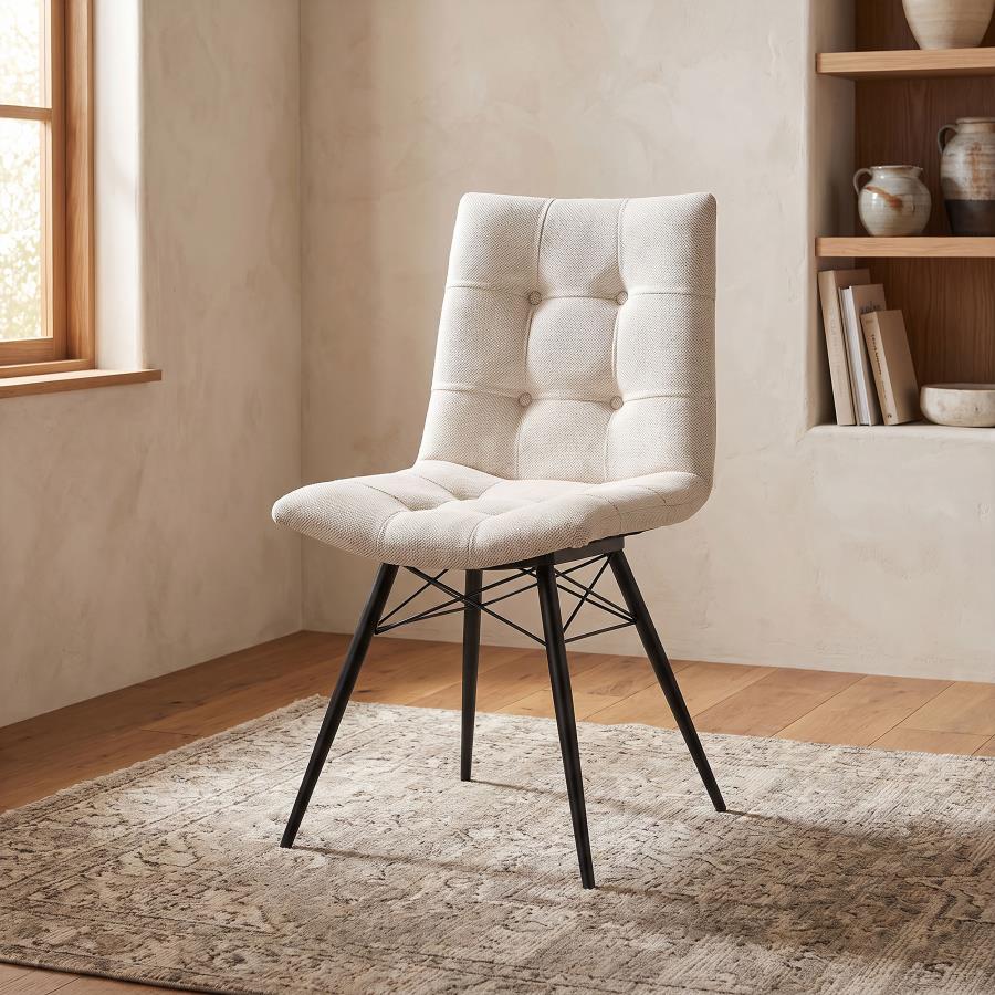 Aiken Fabric Upholstered Dining Side Chair Stone White (Set of 4)