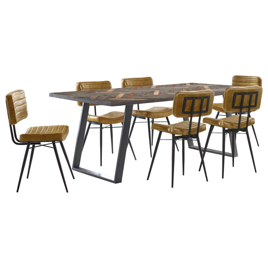 Misty 7-piece Rectangular Dining Set Sheesham and Camel