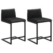 Vardon Genuine Leather Counter Height Chair Black (Set of 2)