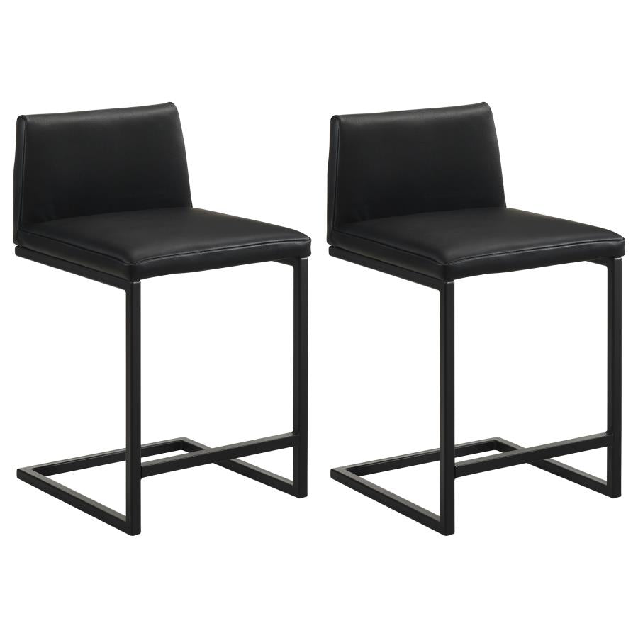 Vardon Genuine Leather Counter Height Chair Black (Set of 2)