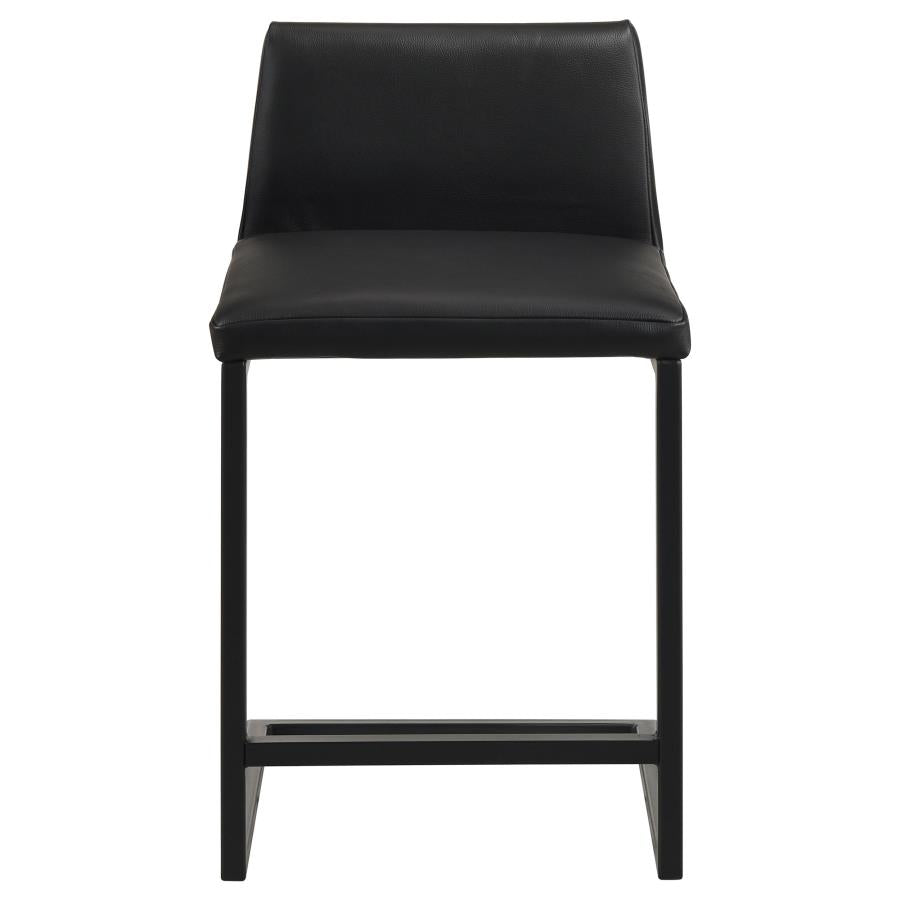 Vardon Genuine Leather Counter Height Chair Black (Set of 2)