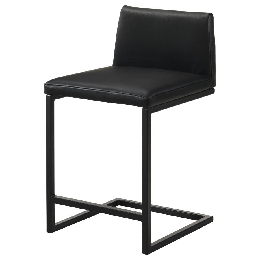 Vardon Genuine Leather Counter Height Chair Black (Set of 2)