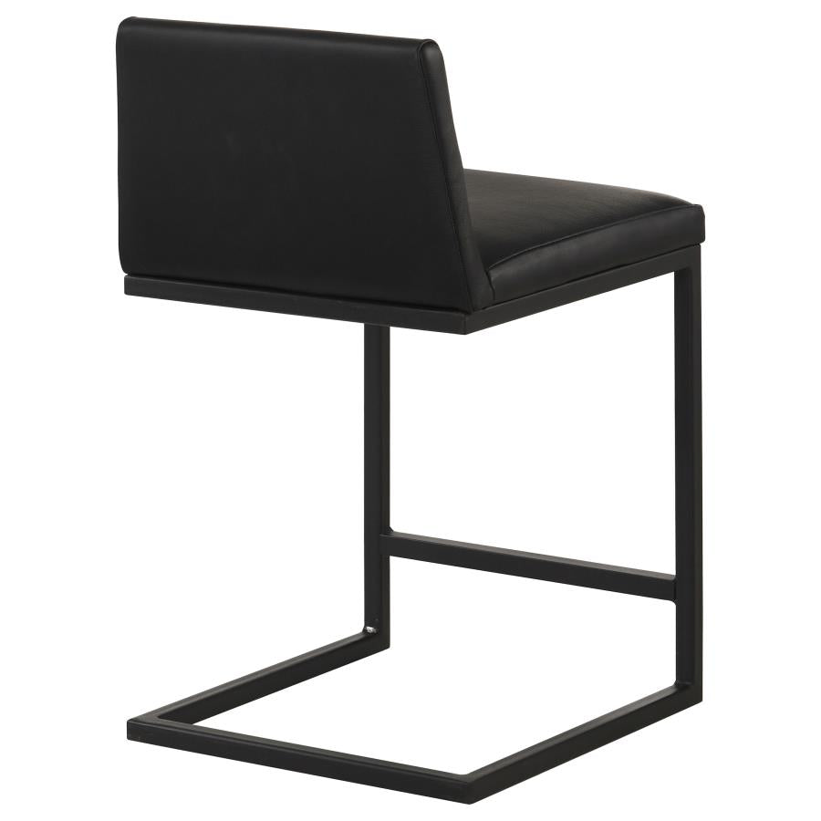 Vardon Genuine Leather Counter Height Chair Black (Set of 2)