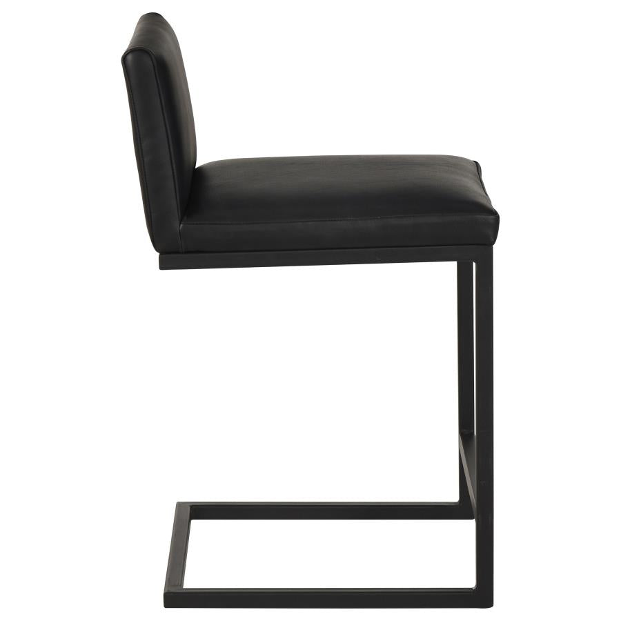 Vardon Genuine Leather Counter Height Chair Black (Set of 2)
