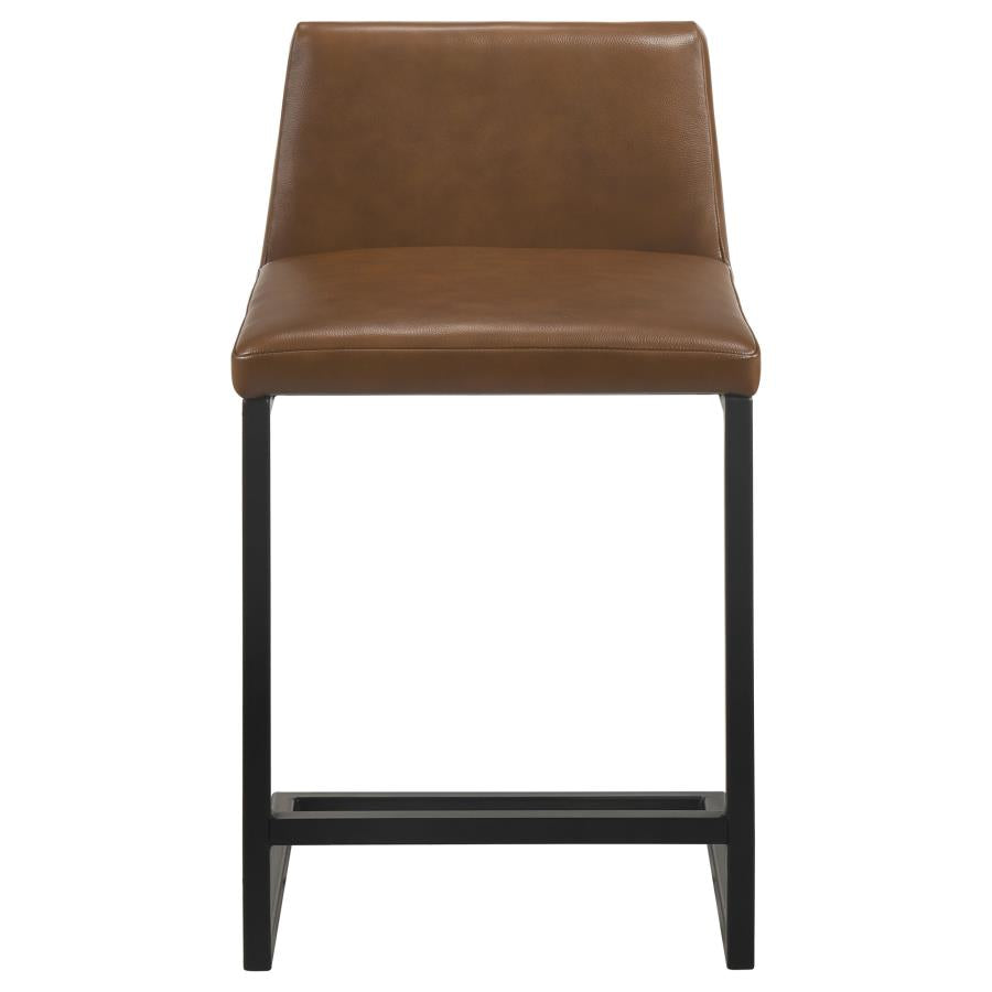 Vardon Genuine Leather Counter Height Chair Dark Brown (Set of 2)