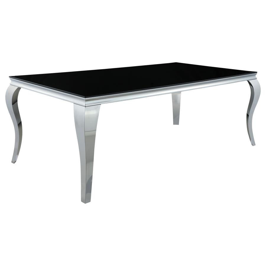 Carone 5-piece 81-inch Rectangular Black Glass Dining Set Blue