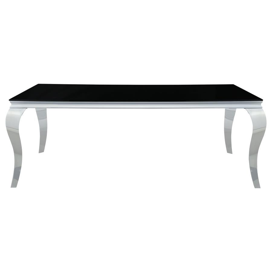 Carone 5-piece 81-inch Rectangular Black Glass Dining Set Blue