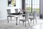 Carone 5-piece 81-inch Rectangular Black Glass Dining Set Grey