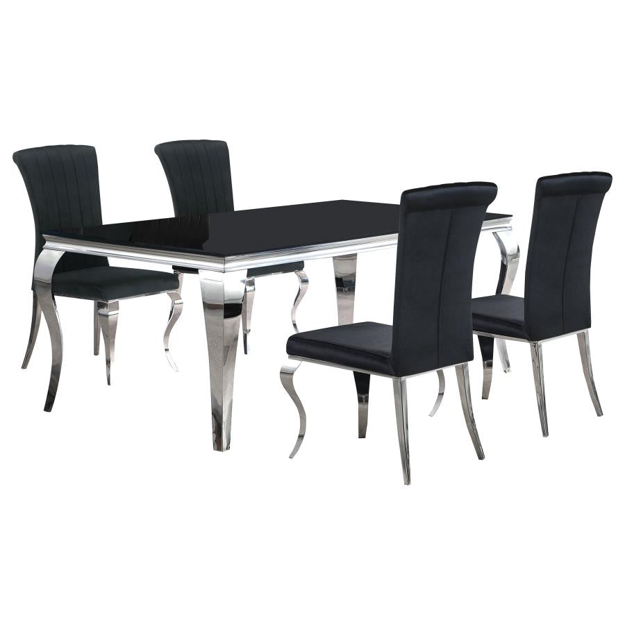 Carone 5-piece 81-inch Rectangular Black Glass Dining Set Black