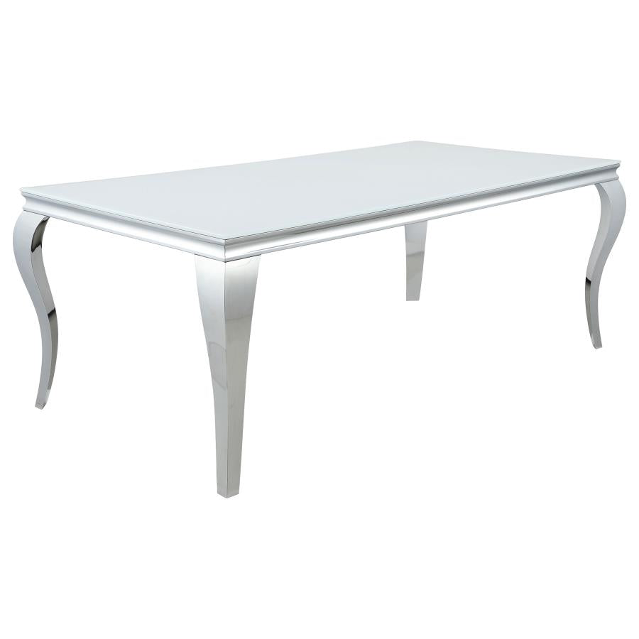 Carone 5-piece 81-inch Rectangular White Glass Dining Set Grey
