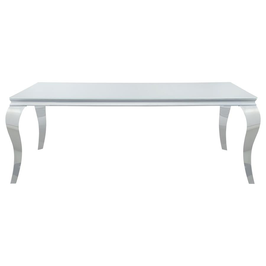 Carone 5-piece 81-inch Rectangular White Glass Dining Set Grey