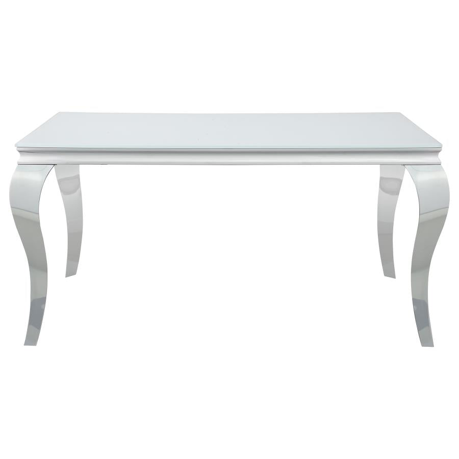 Carone 5-piece 61-inch Rectangular White Glass Dining Set Grey