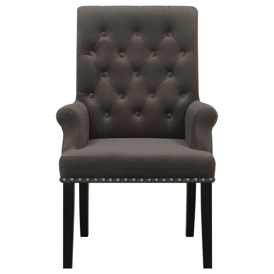 Alana Velvet Upholstered Dining Arm Chair Brown