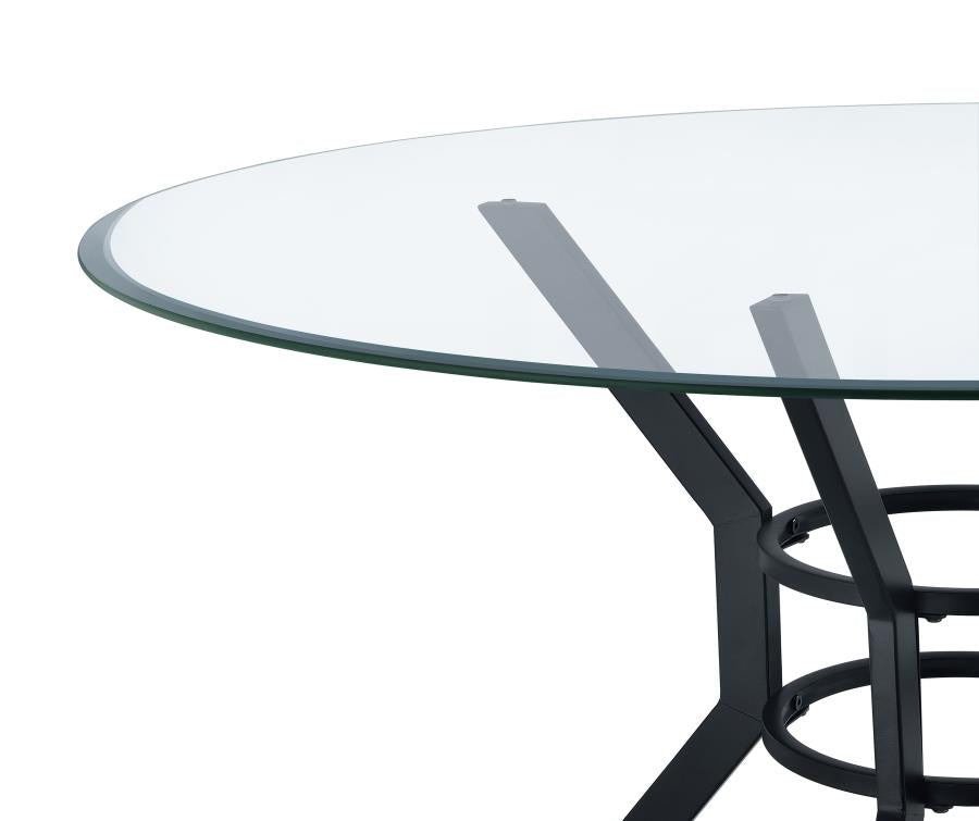 Steele 48-inch Round Glass Top Dining Table Matte Black