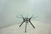Steele 48-inch Round Glass Top Dining Table Matte Black