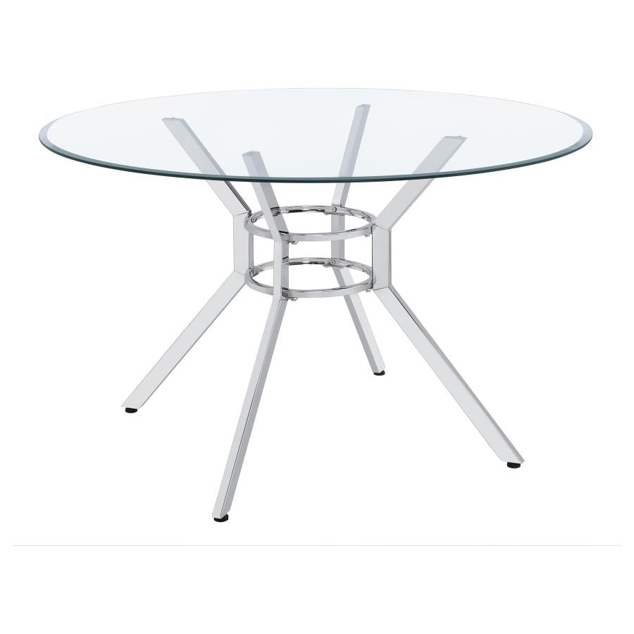 Steele 48-inch Round Glass Top Dining Table Chrome