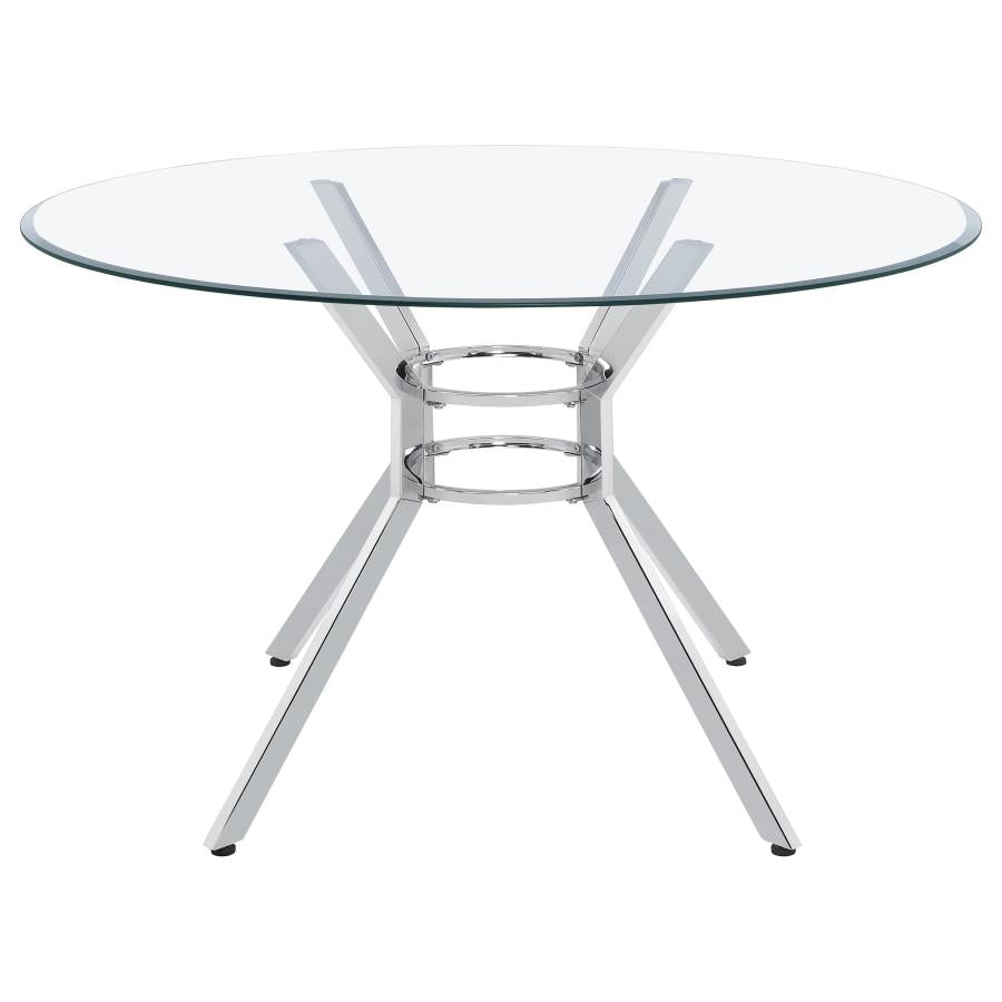 Steele 48-inch Round Glass Top Dining Table Chrome