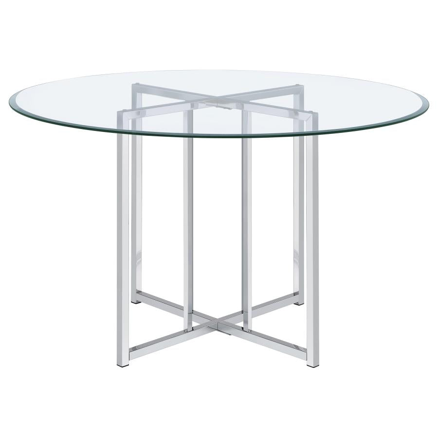 Pace 48-inch Round Glass Top Dining Table Chrome