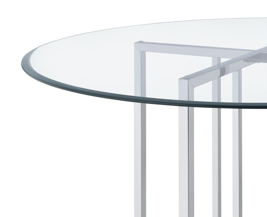 Pace 48-inch Round Glass Top Dining Table Chrome