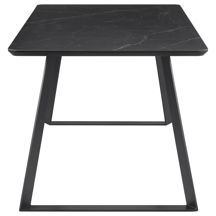 Smith 5-piece Rectangular Ceramic Top Dining Table Set Black