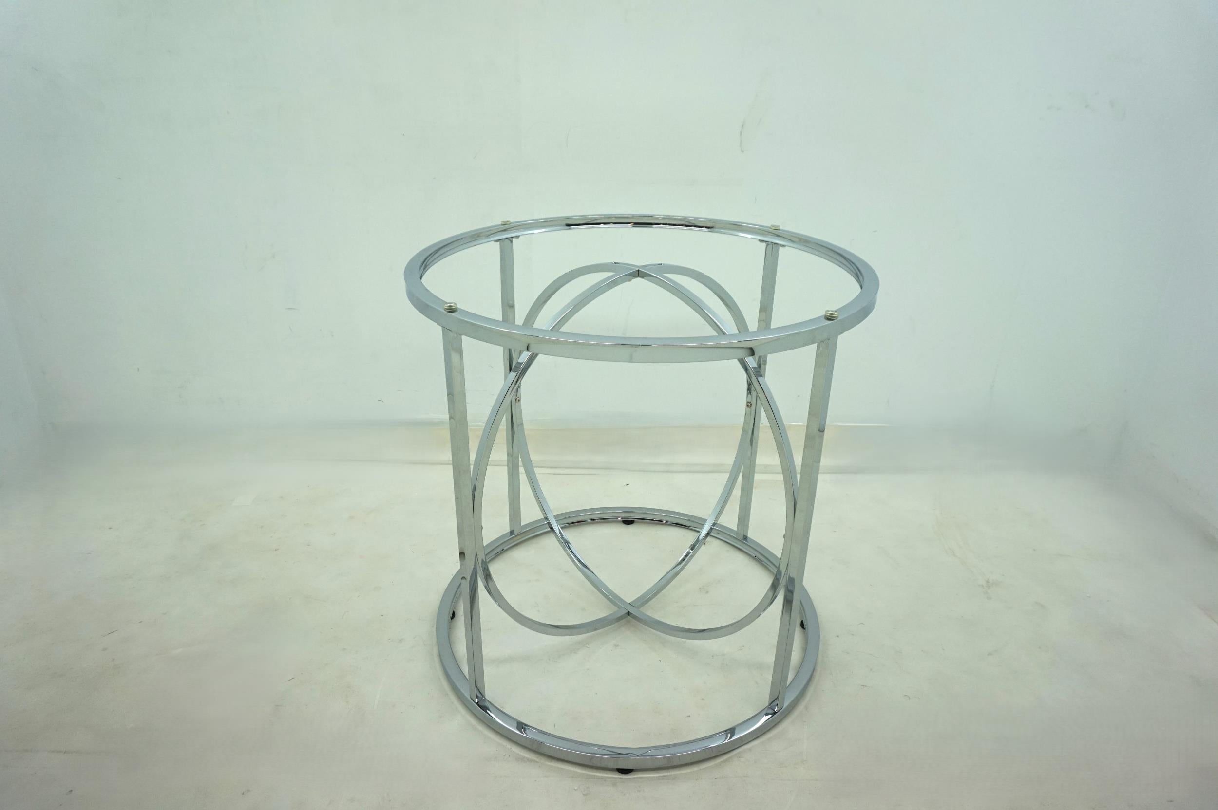 Levy 48-inch Round Glass Top Dining Table Chrome