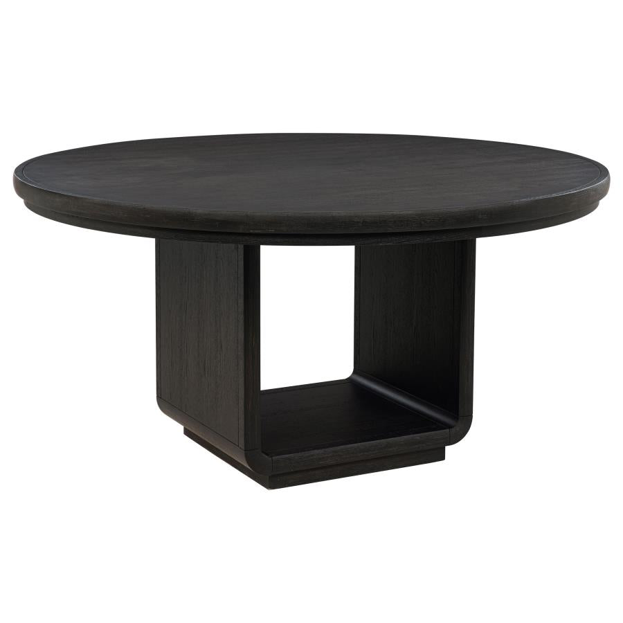 Leandro 5-piece Round Dining Set with Arm Chairs Burnished Black